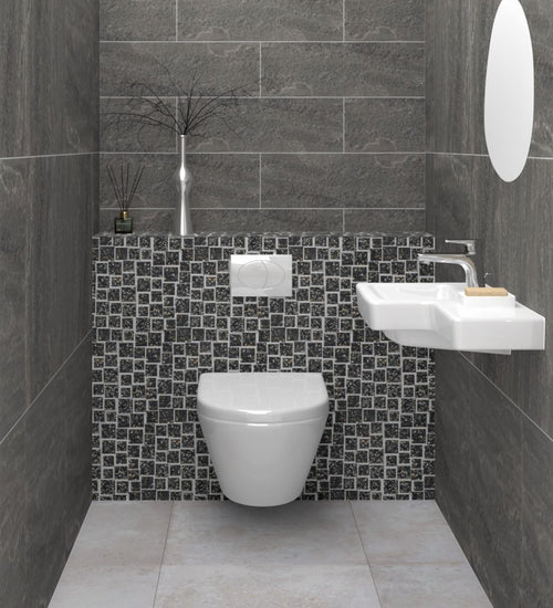 Mozaiektegel Sphinx Terrazzo Zwart mat 28x33 cm