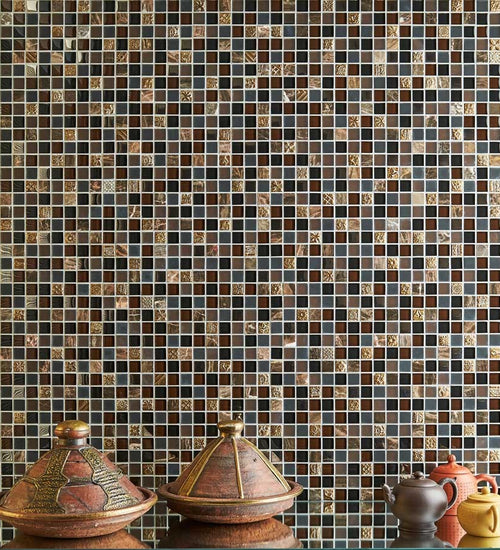 Mozaiektegel Aquacolor Fashion Multicolor glans 1x1 cm