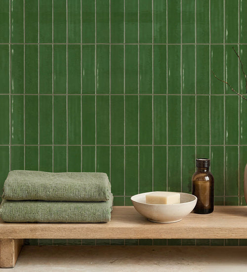 Wandtegel Grandeur Gerona Groen glans 7x30 cm