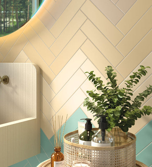 Wandtegel Baerwolf California Geel mat 6x25 cm