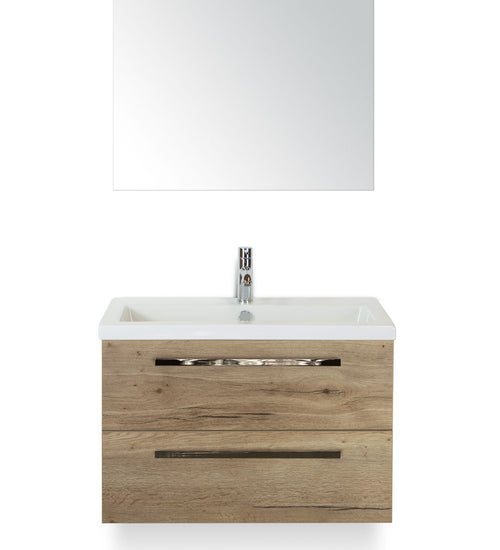 Badmeubelset 80 cm breed - bestaande uit: wastafelkast 2 laden, keramische wastafel Djazz en spiegel