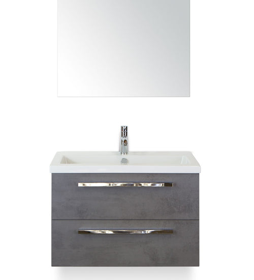 Badmeubelset 80 cm breed - bestaande uit: wastafelkast 2 laden, keramische wastafel Djazz en spiegel