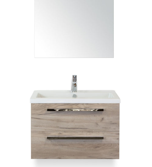 Badmeubelset 80 cm breed - bestaande uit: wastafelkast 2 laden, keramische wastafel Djazz en spiegel