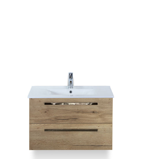 Badmeubelset 80 cm breed - bestaande uit: wastafelkast 2 laden en keramische wastafel Enjoy