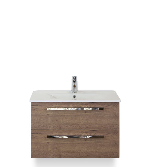 Badmeubelset 80 cm breed - bestaande uit: wastafelkast 2 laden en keramische wastafel Enjoy