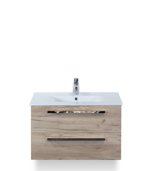 Badmeubelset 80 cm breed - bestaande uit: wastafelkast 2 laden en keramische wastafel Enjoy