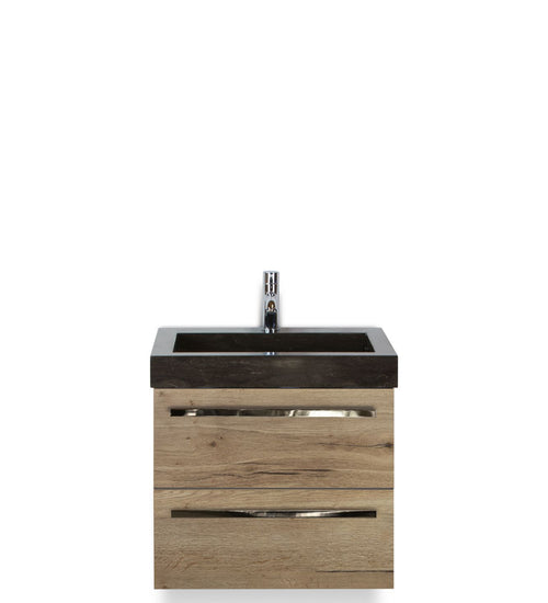 Badmeubelset 60 cm breed - bestaande uit: wastafelkast 2 laden en hardstenen wastafel