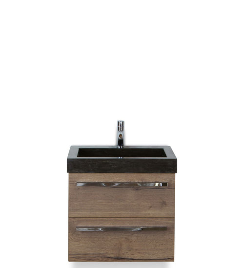 Badmeubelset 60 cm breed - bestaande uit: wastafelkast 2 laden en hardstenen wastafel