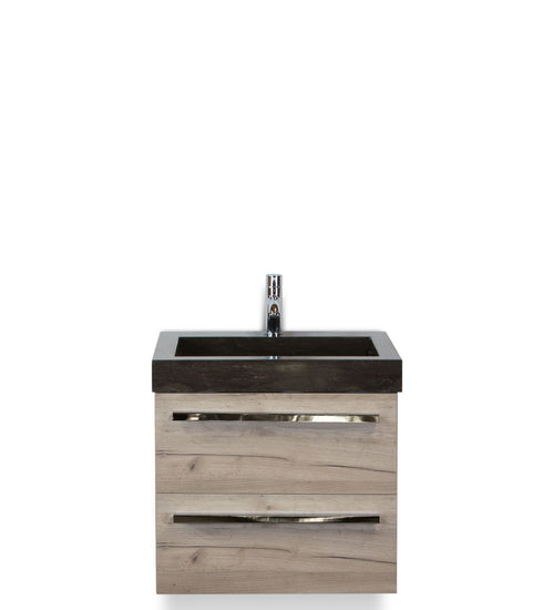 Badmeubelset 60 cm breed - bestaande uit: wastafelkast 2 laden en hardstenen wastafel