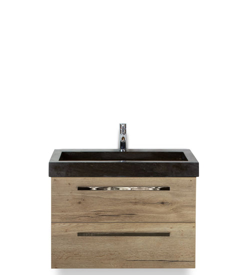 Badmeubelset 80 cm breed - bestaande uit: wastafelkast 2 laden en hardstenen wastafel