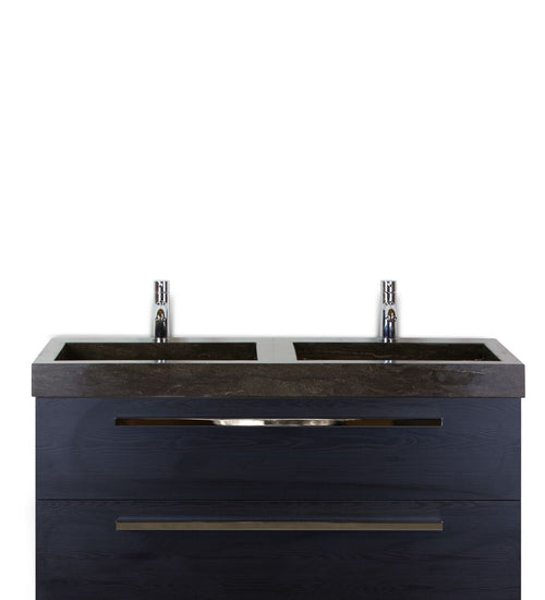 Badmeubelset 120 cm breed - bestaande uit: wastafelkast 2 laden en dubbele hardstenen wastafel