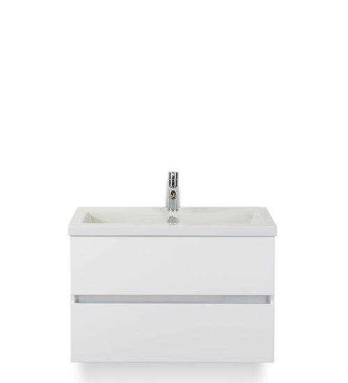 Badmeubelset 80 cm breed - bestaande uit: wastafelkast 2 laden greeploos en keramische wastafel Djazz