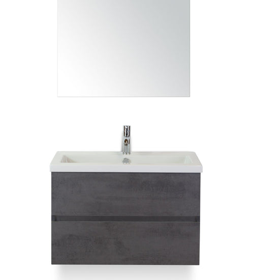 Badmeubelset 80 cm breed - bestaande uit: wastafelkast 2 laden greeploos, keramische wastafel Djazz en spiegel