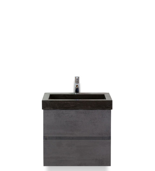 Badmeubelset 60 cm breed - bestaande uit: wastafelkast 2 laden greeploos en hardstenen wastafel