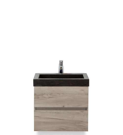 Badmeubelset 60 cm breed - bestaande uit: wastafelkast 2 laden greeploos en hardstenen wastafel