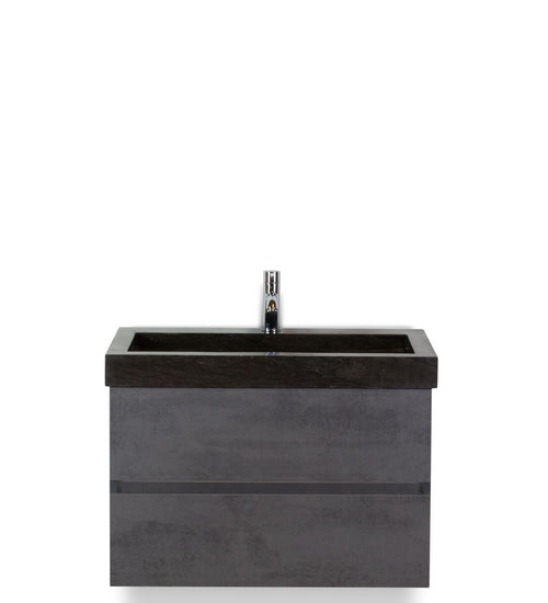 Badmeubelset 80 cm breed - bestaande uit: wastafelkast 2 laden greeploos en hardstenen wastafel