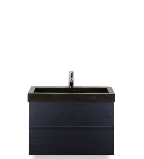 Badmeubelset 80 cm breed - bestaande uit: wastafelkast 2 laden greeploos en hardstenen wastafel