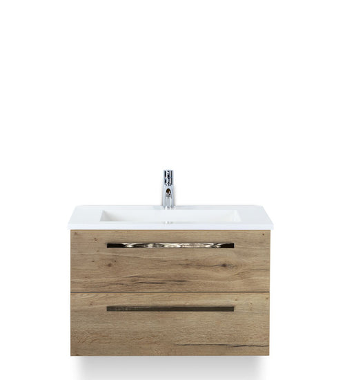 Badmeubelset 80 cm breed - bestaande uit: wastafelkast 2 laden en kunststeen wastafel Thin