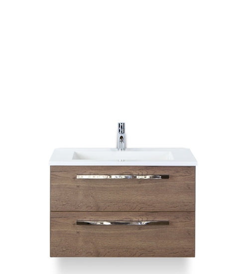 Badmeubelset 80 cm breed - bestaande uit: wastafelkast 2 laden en kunststeen wastafel Thin