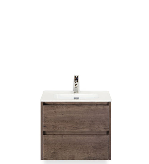 Badmeubelset 60 cm breed - bestaande uit: wastafelkast 2 laden en keramische wastafel Cover met kraangat