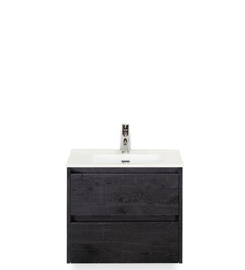 Badmeubelset 60 cm breed - bestaande uit: wastafelkast 2 laden en keramische wastafel Cover met kraangat