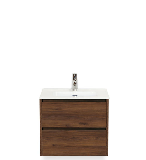 Badmeubelset 60 cm breed - bestaande uit: wastafelkast 2 laden en keramische wastafel Cover met kraangat