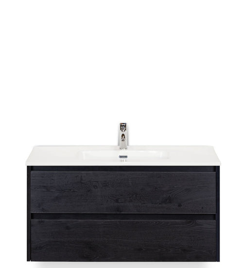 Badmeubelset 100 cm breed - bestaande uit: wastafelkast 2 laden en keramische wastafel Cover met één kraangat