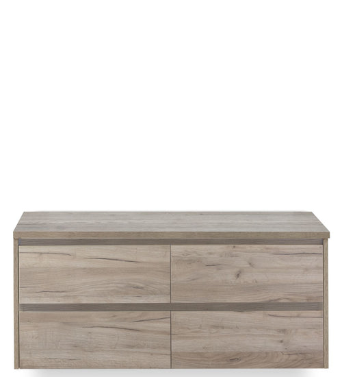 Badmeubelset 120 cm breed - bestaande uit: wastafelkast 4 laden én bovenblad