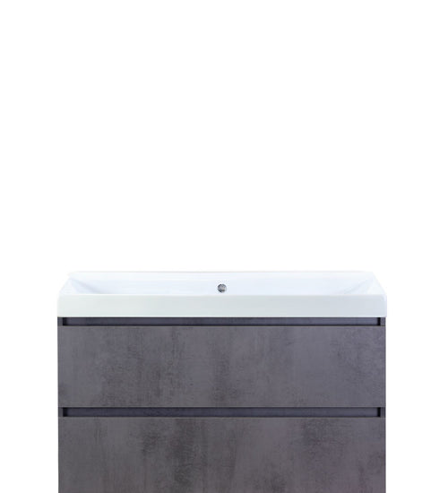 Badmeubelset 100 cm breed - bestaande uit: wastafelkast 2 laden en keramische wastafel Just zonder kraangat