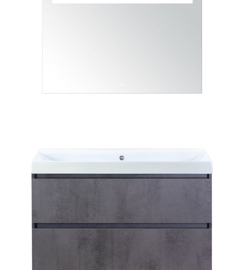 Badmeubelset 100 cm breed - bestaande uit: wastafelkast 2 laden, keramische wastafel Just zonder kraangat en luxe spiegel