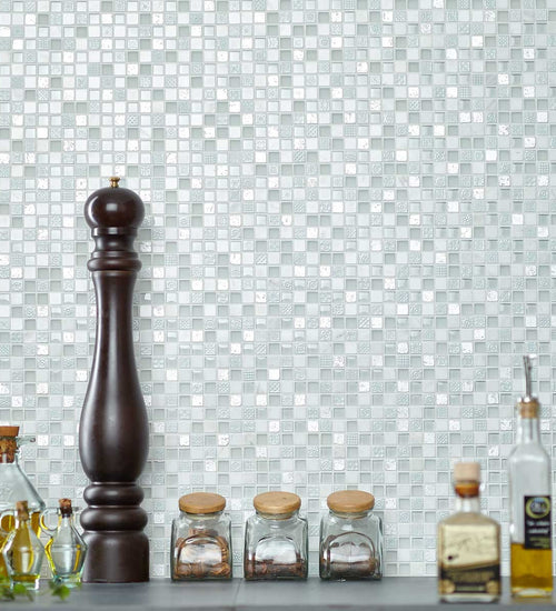 Mozaiektegel Aquacolor Fashion Wit 1x1 cm