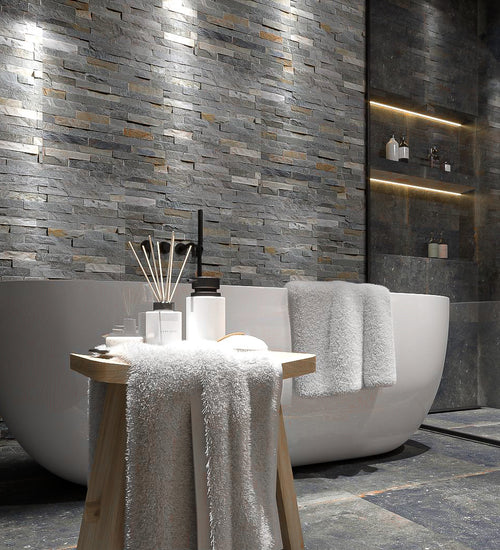 Mozaiektegel Stabigo Stone panel Bruin 15x50 cm