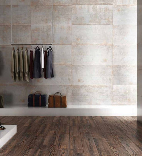 Vloertegel Rak Evoque metal Wit mat 60x120 cm