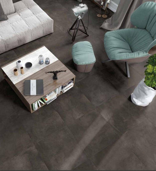 Vloertegel Rondine Volcano Antraciet mat 100x100 cm