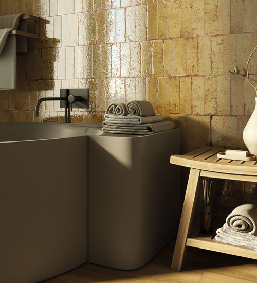 Wandtegel Baerwolf Sabi Geel glans 6x20 cm