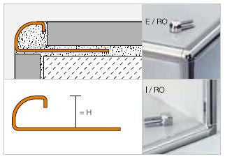 Schlueter RONDEC-E uitw. hoekprofiel RVS H=10mm L=3000mm