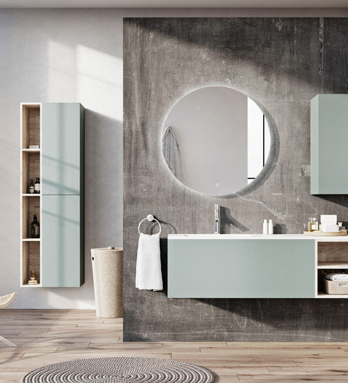 Spiegel Rondo 2.0 Ø 120 cm met frame in kleur gun meteal, met dotless indirecte verlichting rondom, touchbediening (traploos dimbaar) op voorzijde, kleurinstelling koud/warm en spiegelverwarming