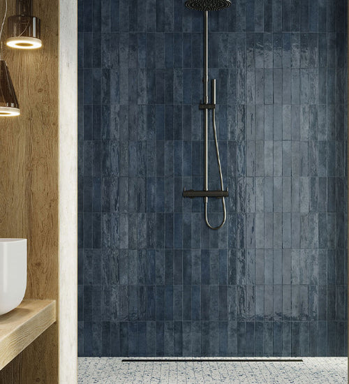 Wandtegel Baerwolf Luna Blauw glans 6x25 cm