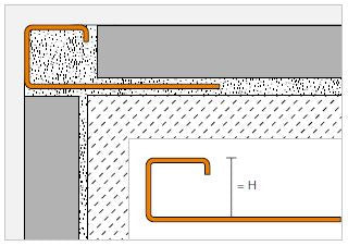 Schlueter QUADEC-E hoek 90 gr. imitatie metaal H=8mm