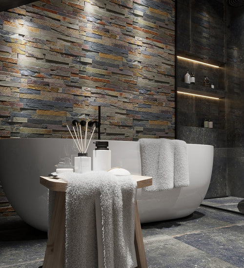 Mozaiektegel Stabigo Stone panel Grijs 15x55 cm