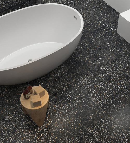 Vloertegel Sphinx Terrazzo Zwart mat