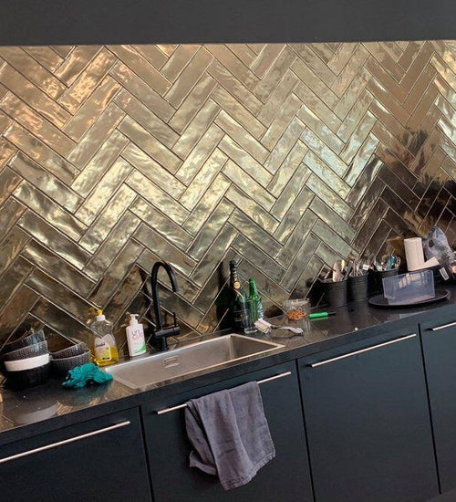 Wandtegel Grandeur Hexagonale Goud mat