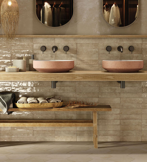 Wandtegel Baerwolf Luna Creme glans 6x25 cm