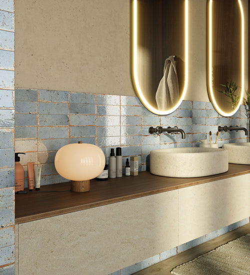 Wandtegel Baerwolf Sabi Blauw glans 6x20 cm