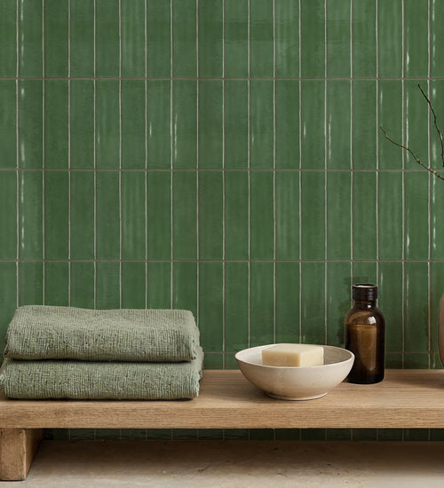 Wandtegel Grandeur Gerona Groen glans 7x30 cm