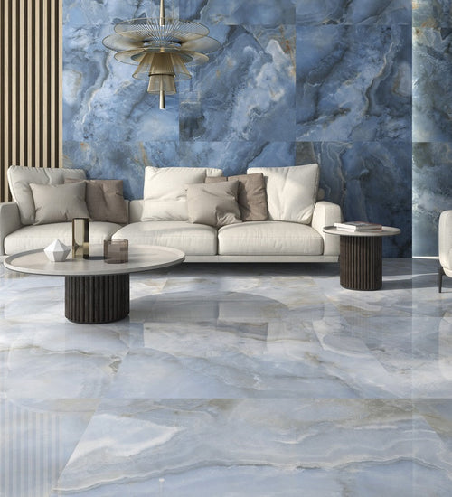 Sampletegel Geo tiles Oni Blauw glans