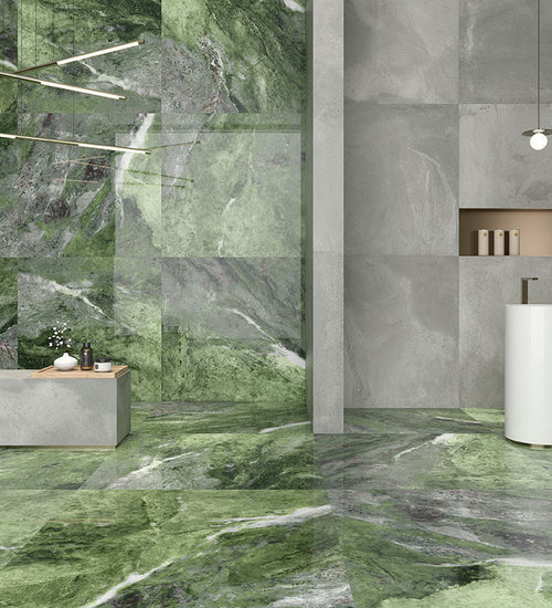 Vloertegel Geo tiles Amazona Groen glans 60x120 cm