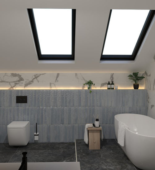 Wandtegel Del conca Frammenti Blauw glans 7x40 cm