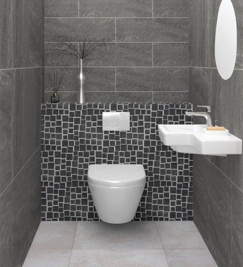 Mozaiektegel Sphinx Terrazzo Zwart mat 28x33 cm