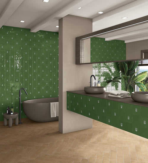 Wandtegel Vives Ager-4 Green 13x13 cm set van 4